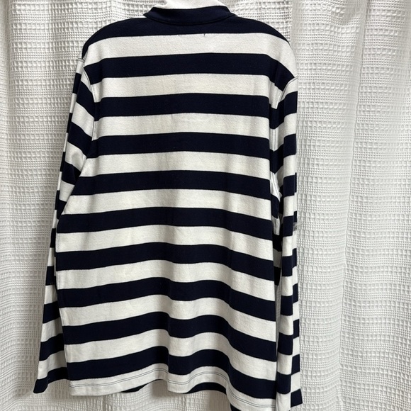 J Crew Rugby 1/4 zip tunic Navy/White Striped Pullover Cotton GUC casual preppy - Picture 5 of 7